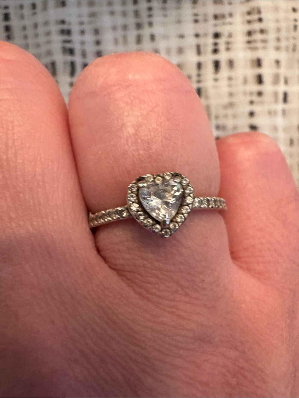 Pandora Silver Heart Halo Ring with Clear Stones